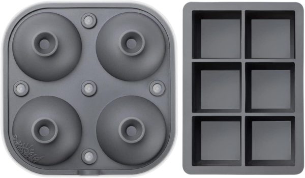 Samuelworld Silicone Ice Cube Trays Spheres and Cubes-4