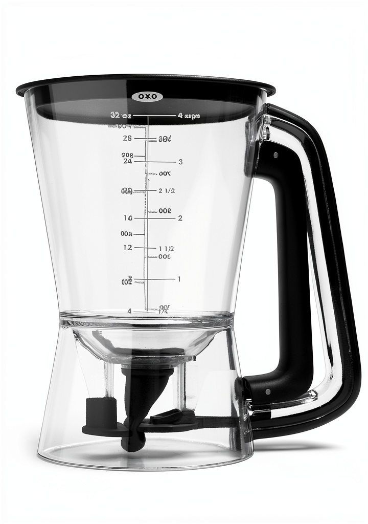 OXO Batter Dispenser showing measurement markings and handle