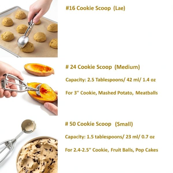 OSHLANT Stainless Steel Cookie Scoop Set Dishwasher Safe-6