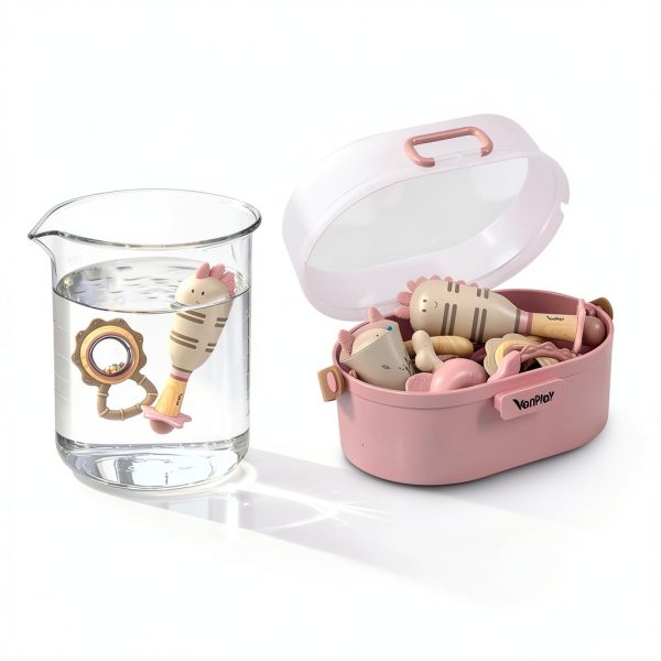 Baby Rattle Set Silicone Pink Rattles for 3-18 Month Babies-4