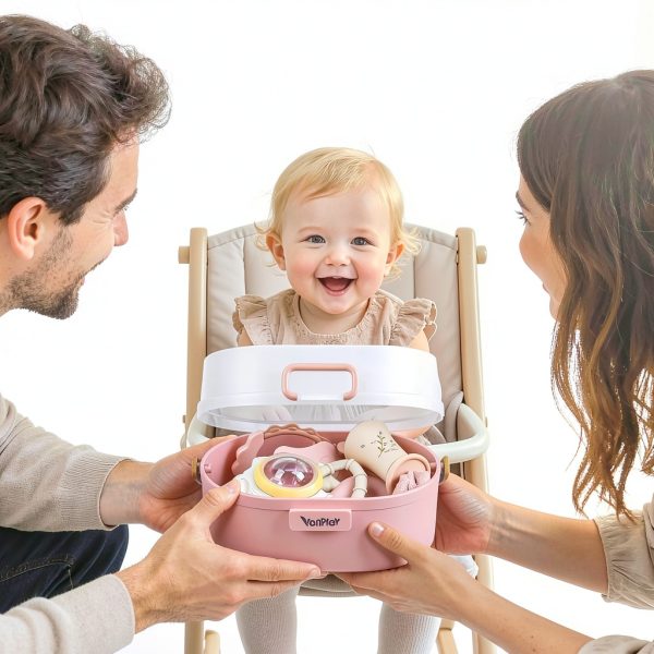 Baby Rattle Set Silicone Pink Rattles for 3-18 Month Babies-7