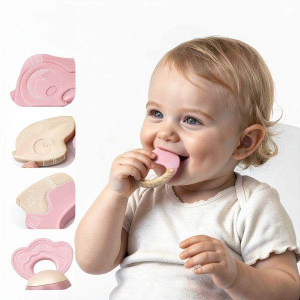 Baby Rattle Set Silicone Pink Rattles for 3-18 Month Babies-2