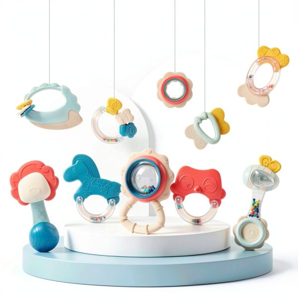 LIGAO Baby Rattle Teether Set Non Toxic Animal-7