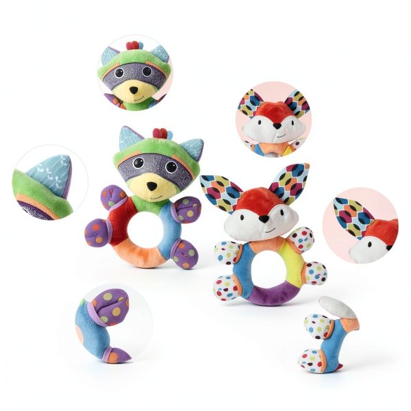 HAHA Baby Animal Plush Rattle Teether HA-RT-003 Soft Multi‑Texture-1