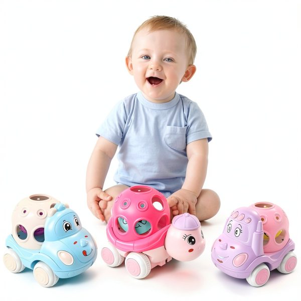 xFFFun 3-in-1 Baby Push Car Set 3 Pack Pink Turtle Blue Truck 12-18 Mo-1