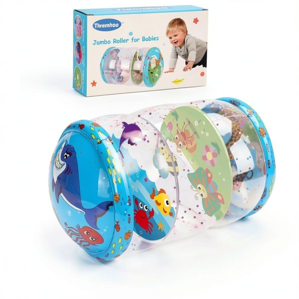 Thremhoo Jumbo Baby Roller Toy with Glow Sequin and Rattling Balls-5