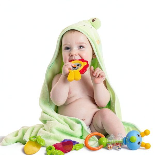 Infant Rattle Set SUNLIKE BPA Free ABS Plastic Baby Toys 6 Animals-1