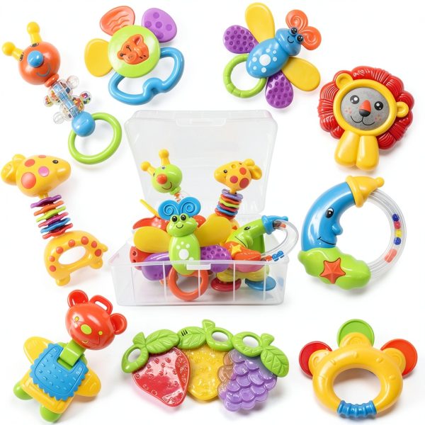 Infant Rattle Set SUNLIKE BPA Free ABS Plastic Baby Toys 6 Animals-0
