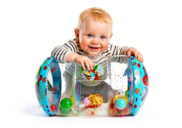 Thremhoo Jumbo Baby Roller Toy with Glow Sequin and Rattling Balls-4