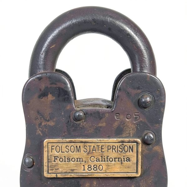 Folsom 1880 California State Prison Cast Iron Lock Keys Brass Tag with Antique Finish (4" x 2.5")-1