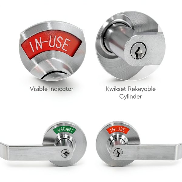 Commercial Door Lock VIZILOK Satin Chrome Heavy Duty Privacy Indicator-2