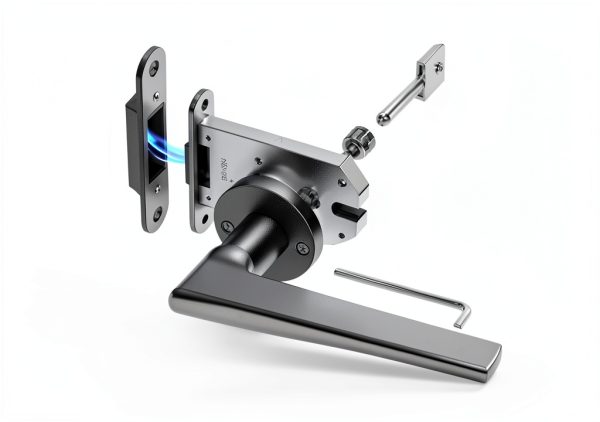 Magnetic Auto-Lock Invisible Door Lock Eegoowa Black Aluminum Keyhole-5