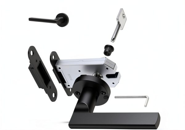 Magnetic Auto-Lock Invisible Door Lock Eegoowa Black Aluminum Keyhole-0