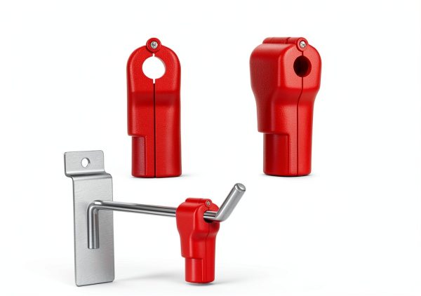 120 Packs Peg Hook Locks, 6 mm Plastic Magnet Security Red Stop Lock Anti-Theft Pegboard Display Hook Locks for Retail Shop and Shopping Center-1