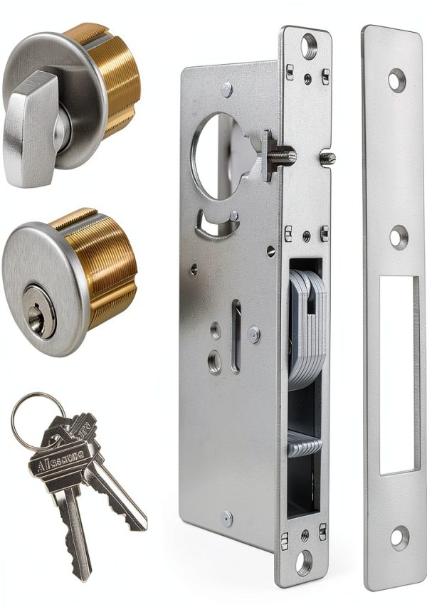 AIsecure Storefront Door Lock Hook Deadbolt Silver 1.1/2" Backset-0