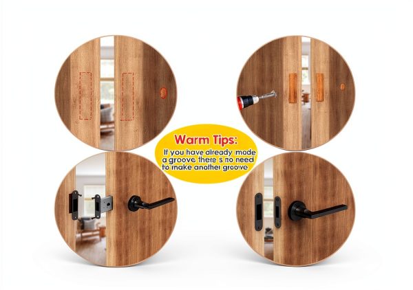 Magnetic Auto-Lock Invisible Door Lock Eegoowa Black Aluminum Keyhole-6